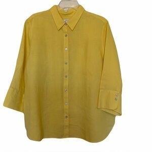Chico’s No-Iron Linen Tunic Top Yellow Chico’s size 3 / US 16